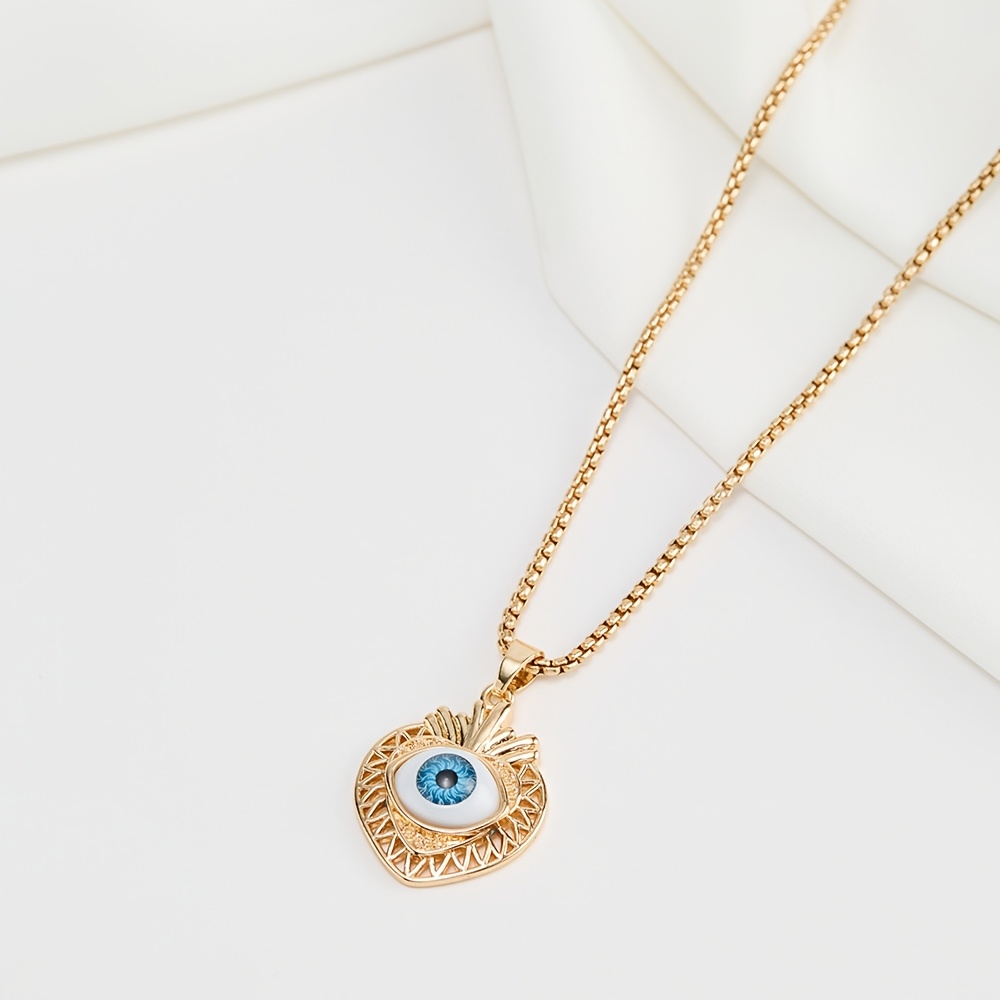 Women's Blue Devil's Eye Stackable Necklace, Light Luxury Style